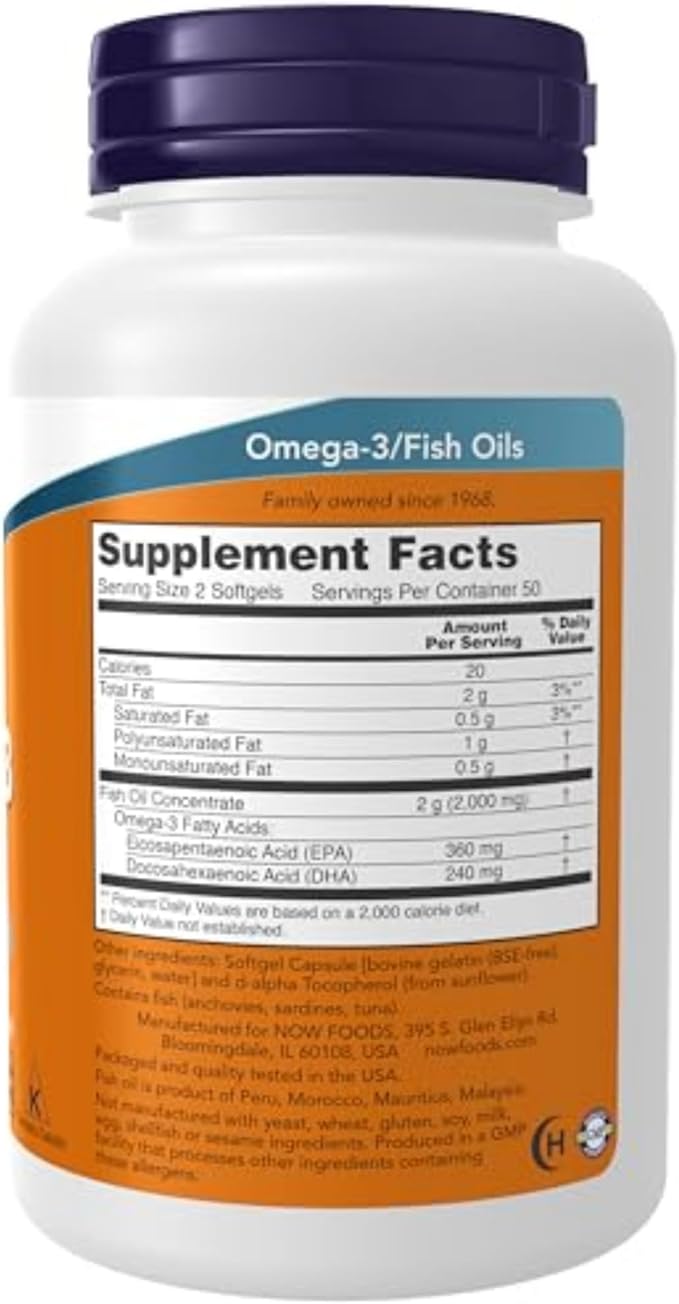 NOW Foods Omega-3 - 100 كبسولة جيلاتينية