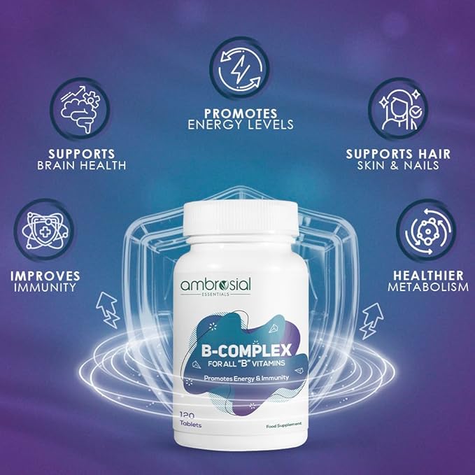 Ambrosial Vitamin B-Complex – فيتامين بي كومبلكس لدعم الطاقة والمناعة وصحة الأعصاب | 120 قرص
