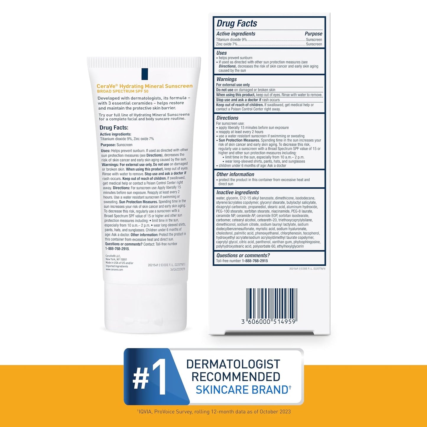 سيرافي واقي الشمس المعدني 100٪ واقي الشمس المعدني SPF 50