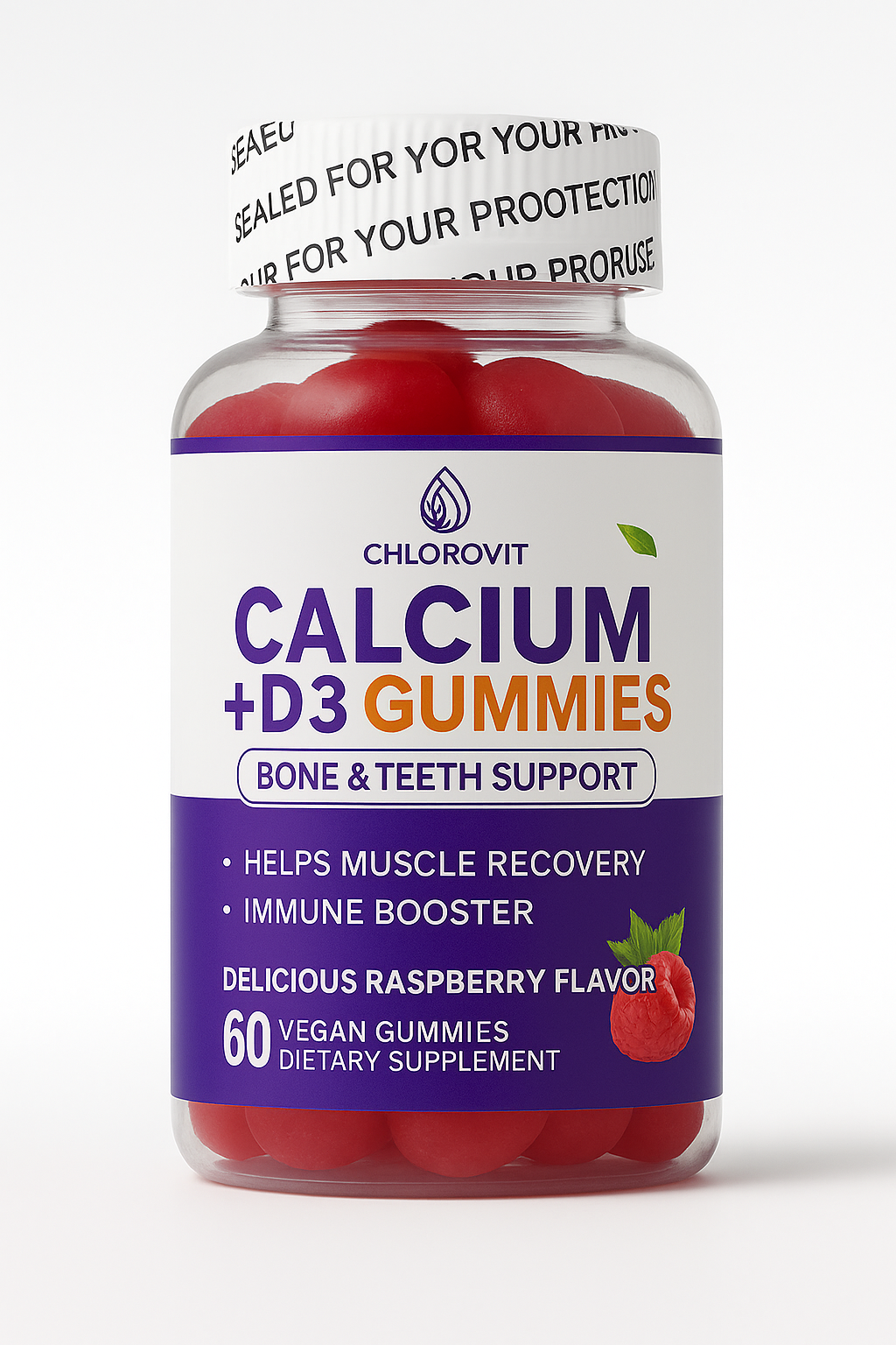 Chlorovit Calcium + D3 Gummies: Bone & Teeth Support – علكات كالسيوم + D3 من كلوروفيت: دعم العظام والأسنان