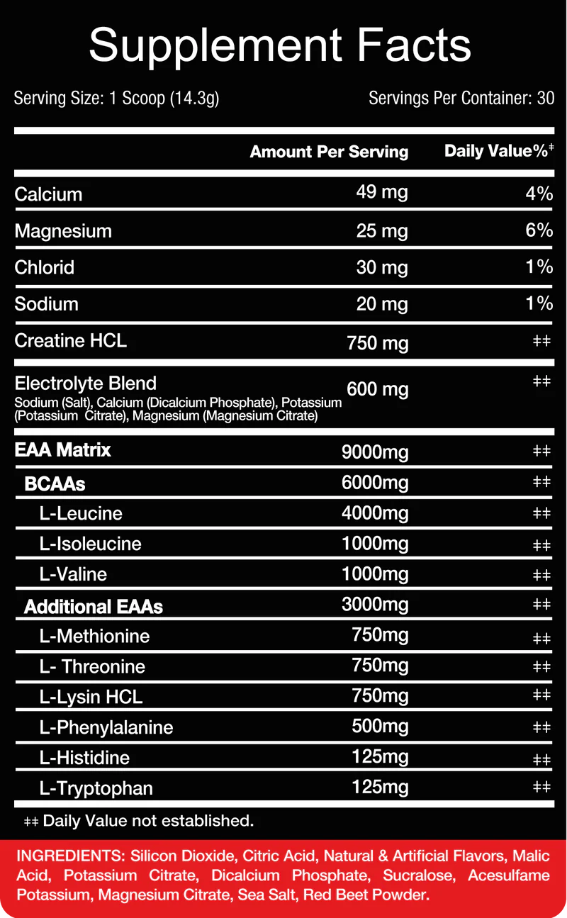 ريد ريكس EAA + كرياتين HCL - ترطيب, أستشفاء, بناء 30 حصه | RedRex EAA+ Creatine HCL