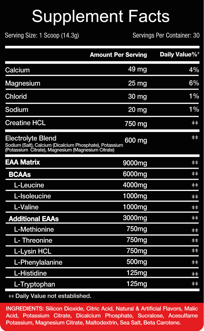 ريد ريكس EAA + كرياتين HCL - ترطيب, أستشفاء, بناء 30 حصه | RedRex EAA+ Creatine HCL