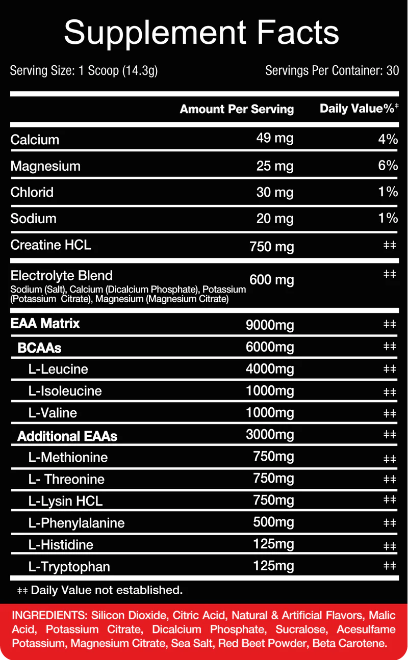 ريد ريكس EAA + كرياتين HCL - ترطيب, أستشفاء, بناء 30 حصه | RedRex EAA+ Creatine HCL