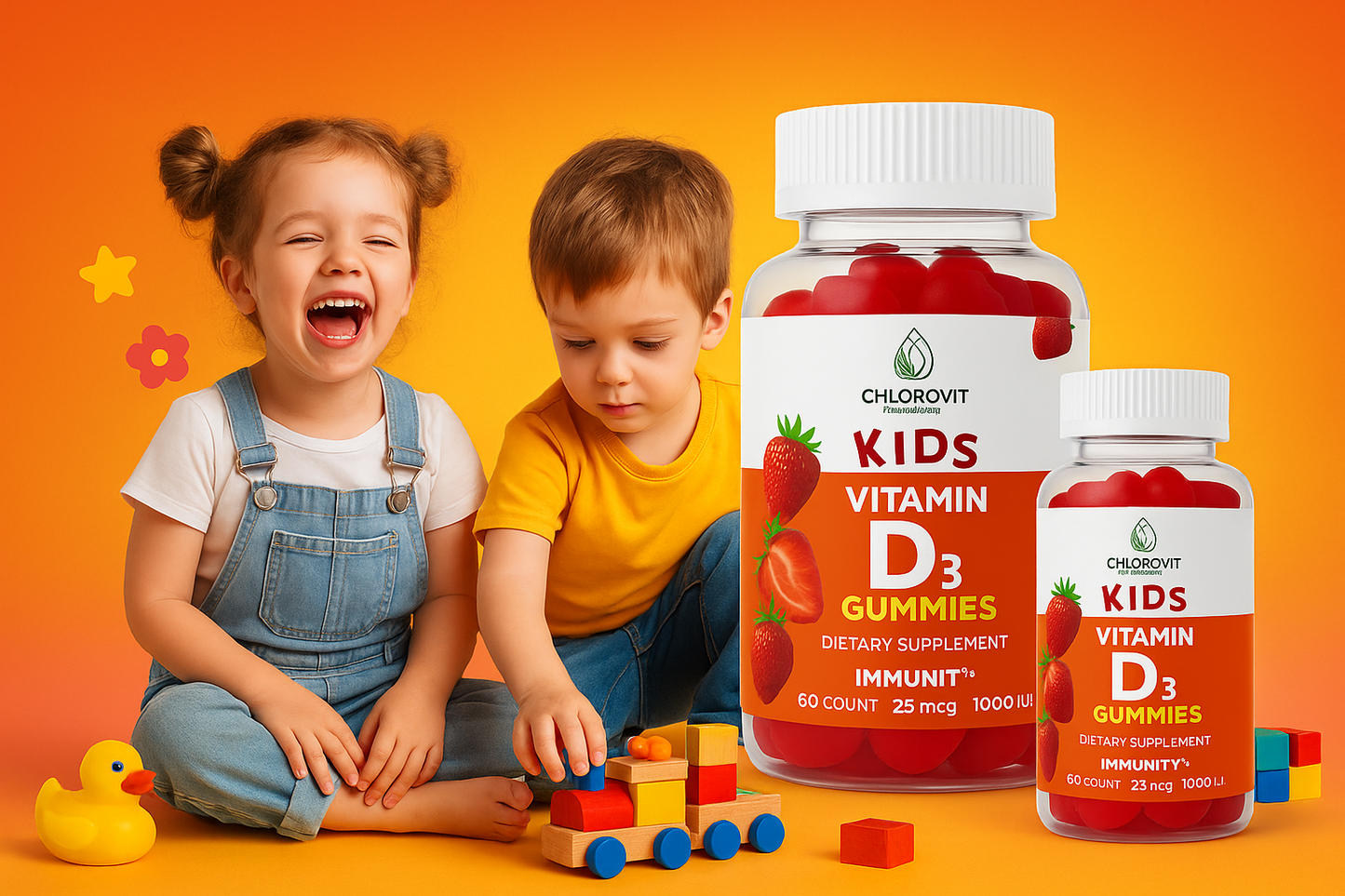 Chlorovit Kids Vitamin D3 Gummies: Bone & Immune Support – علكات فيتامين D3 للأطفال من كلوروفيت: دعم العظام والمناعة