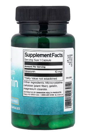 Swanson, Melatonin, Triple Strength , 10 mg, 60 Capsules | الميلاتونين، قوة ثلاثية