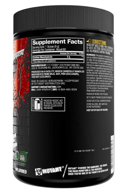 Mutant Creatine - Creatine Monohydrate Micronized Powder - 60 Servings- 300 g