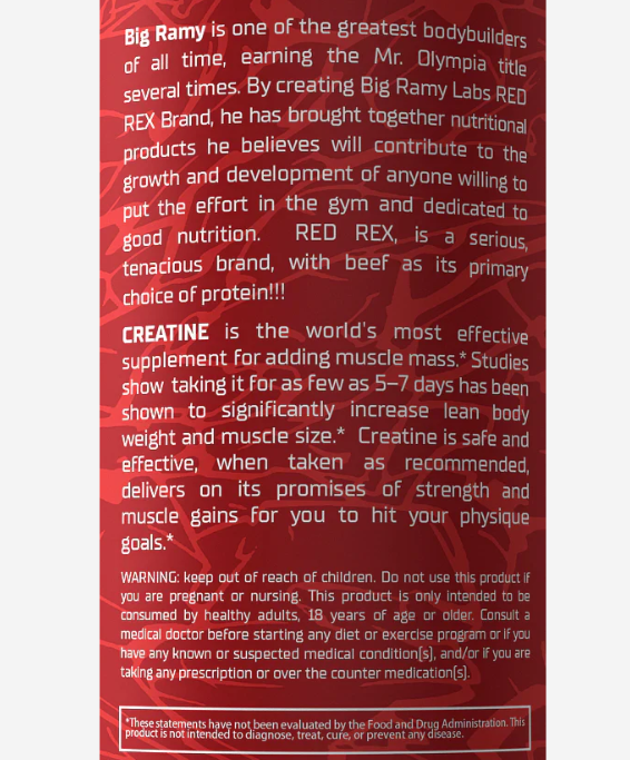 ريد ريكس كرياتين 5000 ملغ بدون نكهه 60 حصه | RedRex Creatine Unflavored - 300g