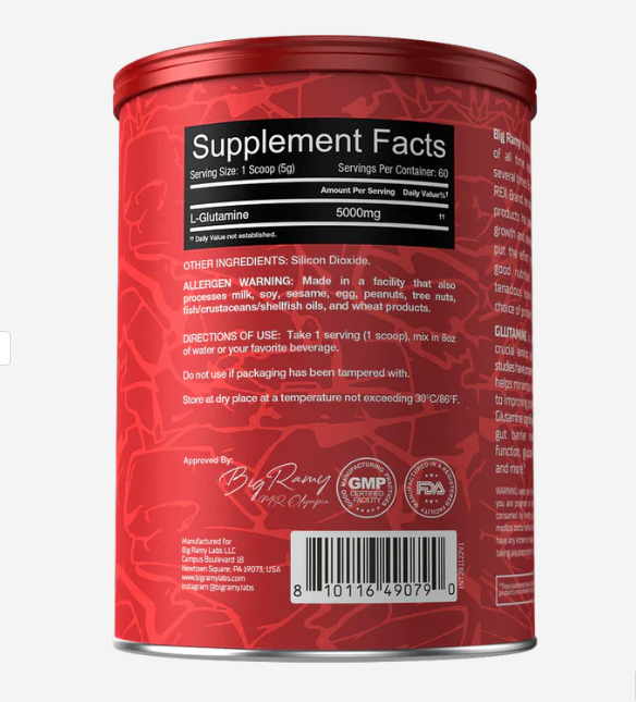 RedRex Glutamine Unflavored 300g | ريد ريكس جلوتامين 5000 ملغ بدون نكهه 60 نكهه