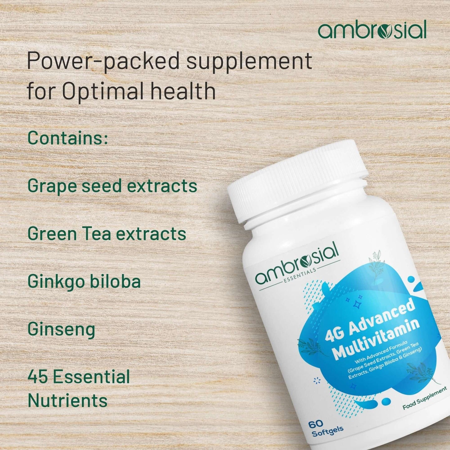 كبسولات الفتيامينات | ملتي فيتامين (Multivitamin) ambrosial 60 capsules