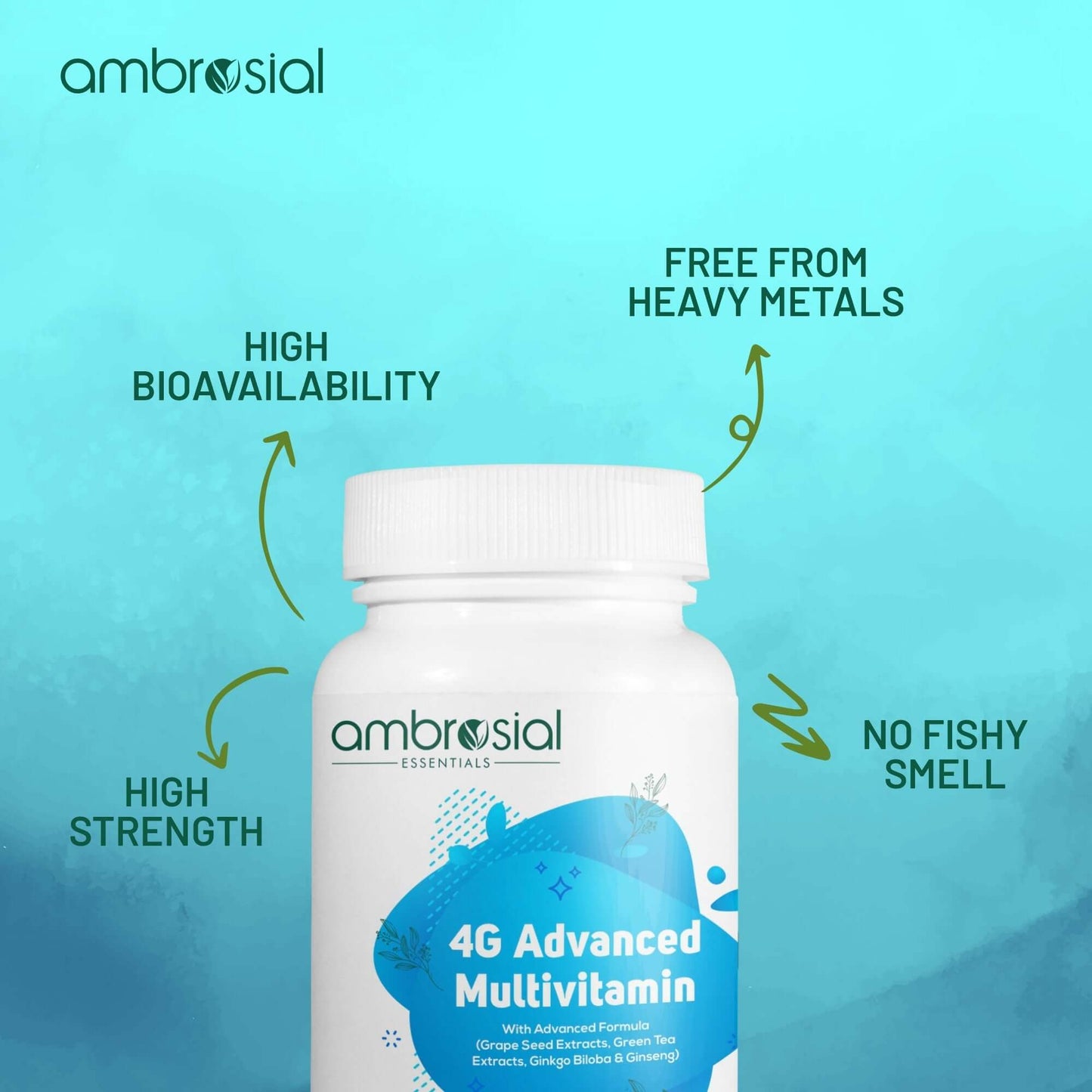 كبسولات الفتيامينات | ملتي فيتامين (Multivitamin) ambrosial 60 capsules