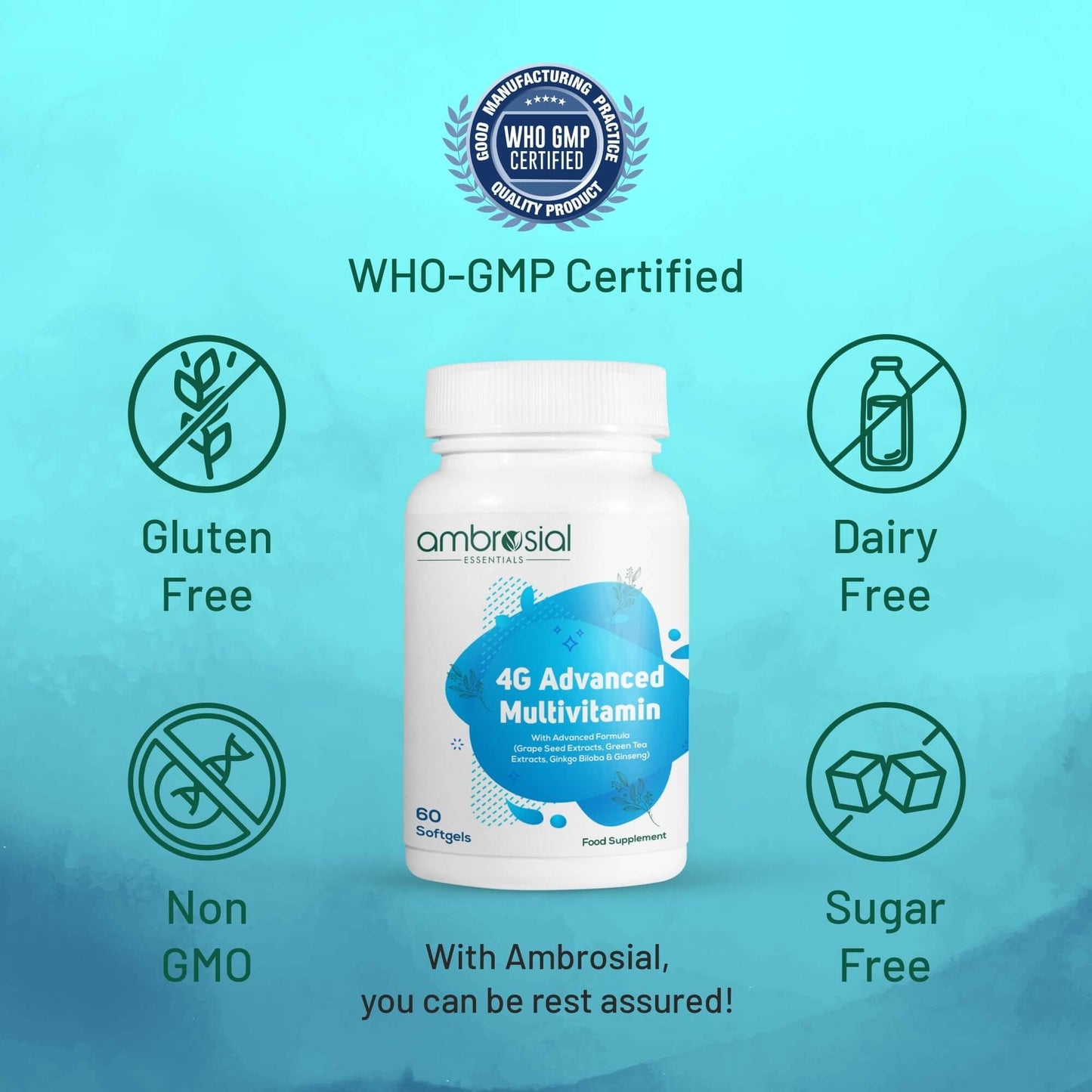 كبسولات الفتيامينات | ملتي فيتامين (Multivitamin) ambrosial 60 capsules