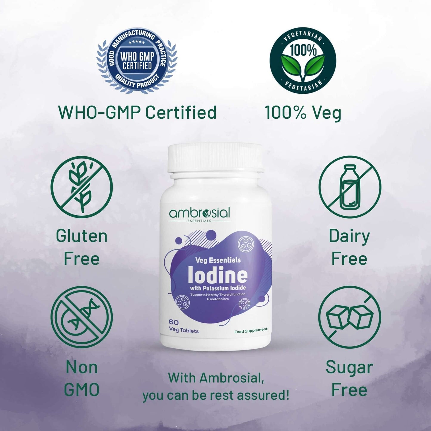 يود 5000 ميكروغرام لدعم الغدة الدرقية والطاقة | Ambrosial Iodine