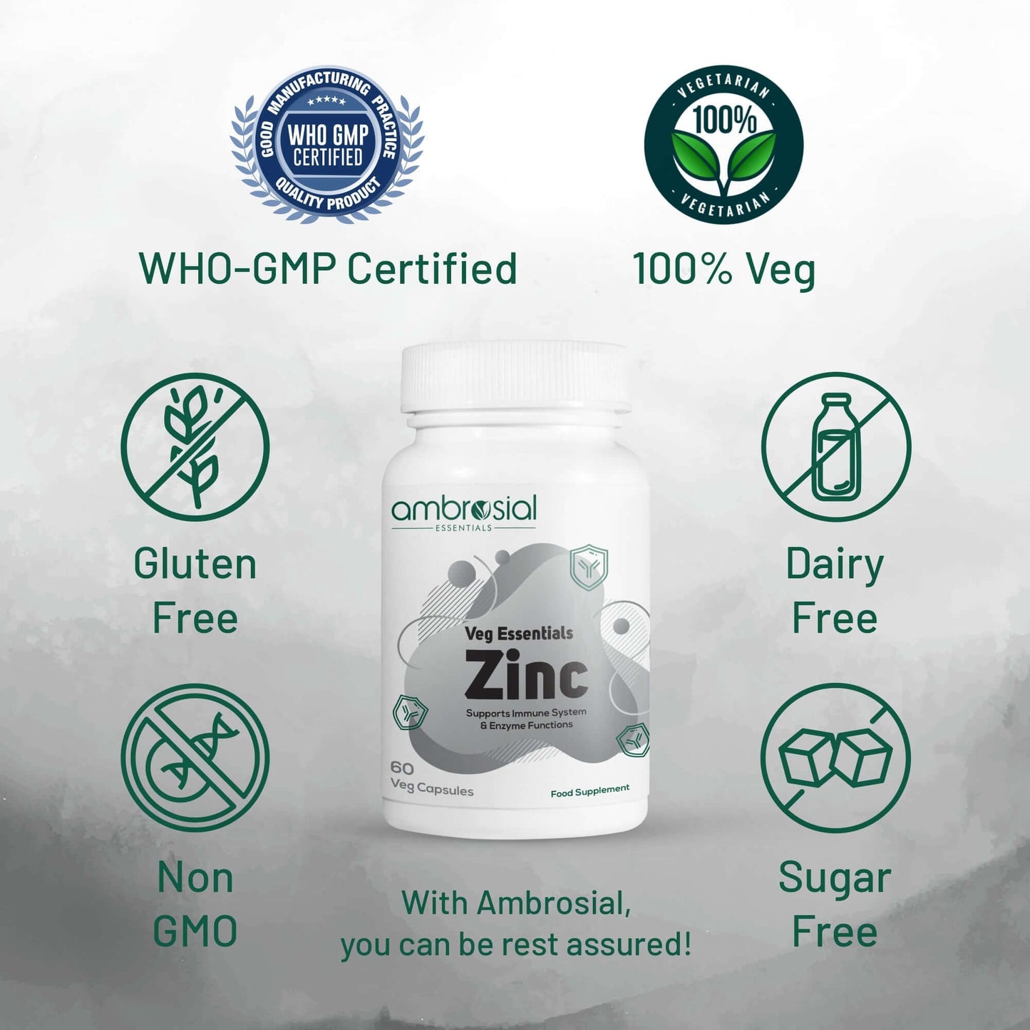 زنك 30 مجم لتقوية المناعة والطاقة | Ambrosial Zinc