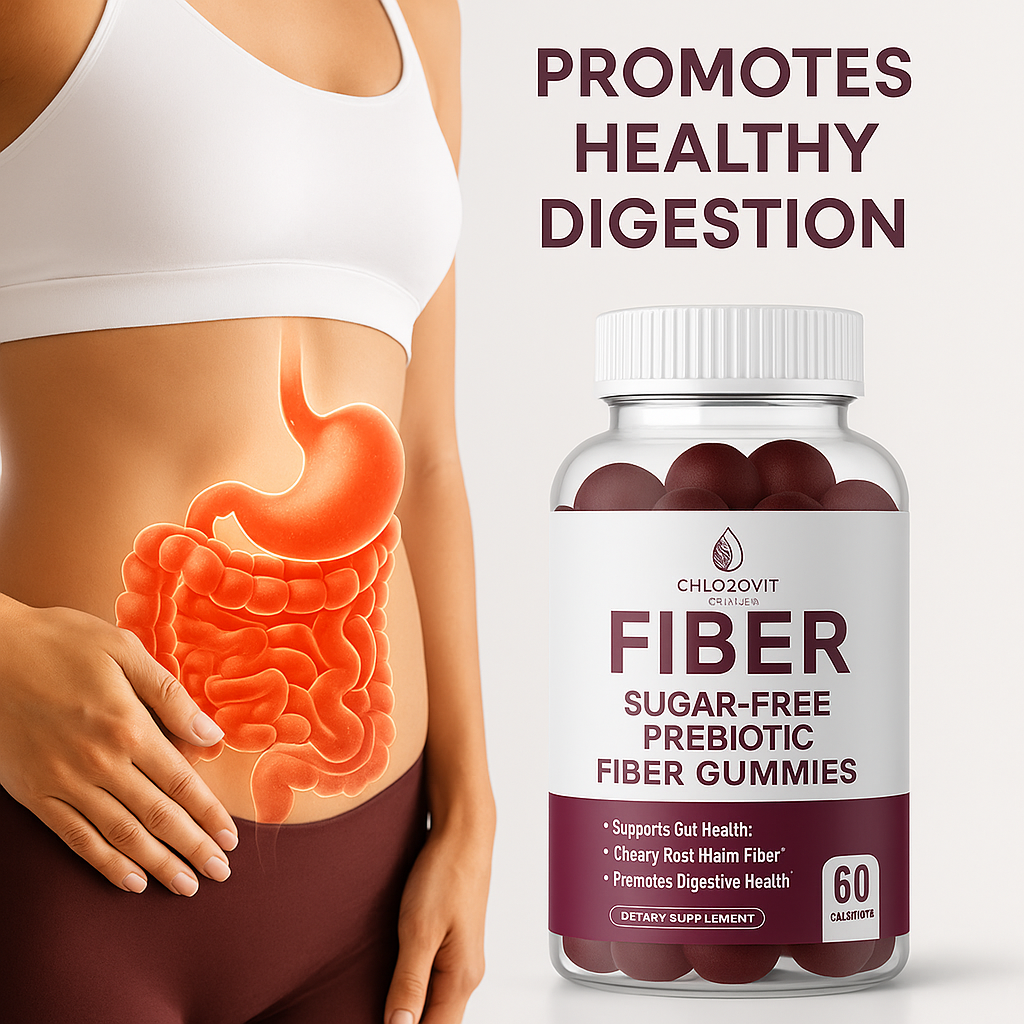 Chlorovit Sugar-Free Prebiotic Fiber Gummies: Gut Health Support – علكات الألياف البريبايوتيك الخالية من السكر من كلوروفيت: دعم صحة الهضم