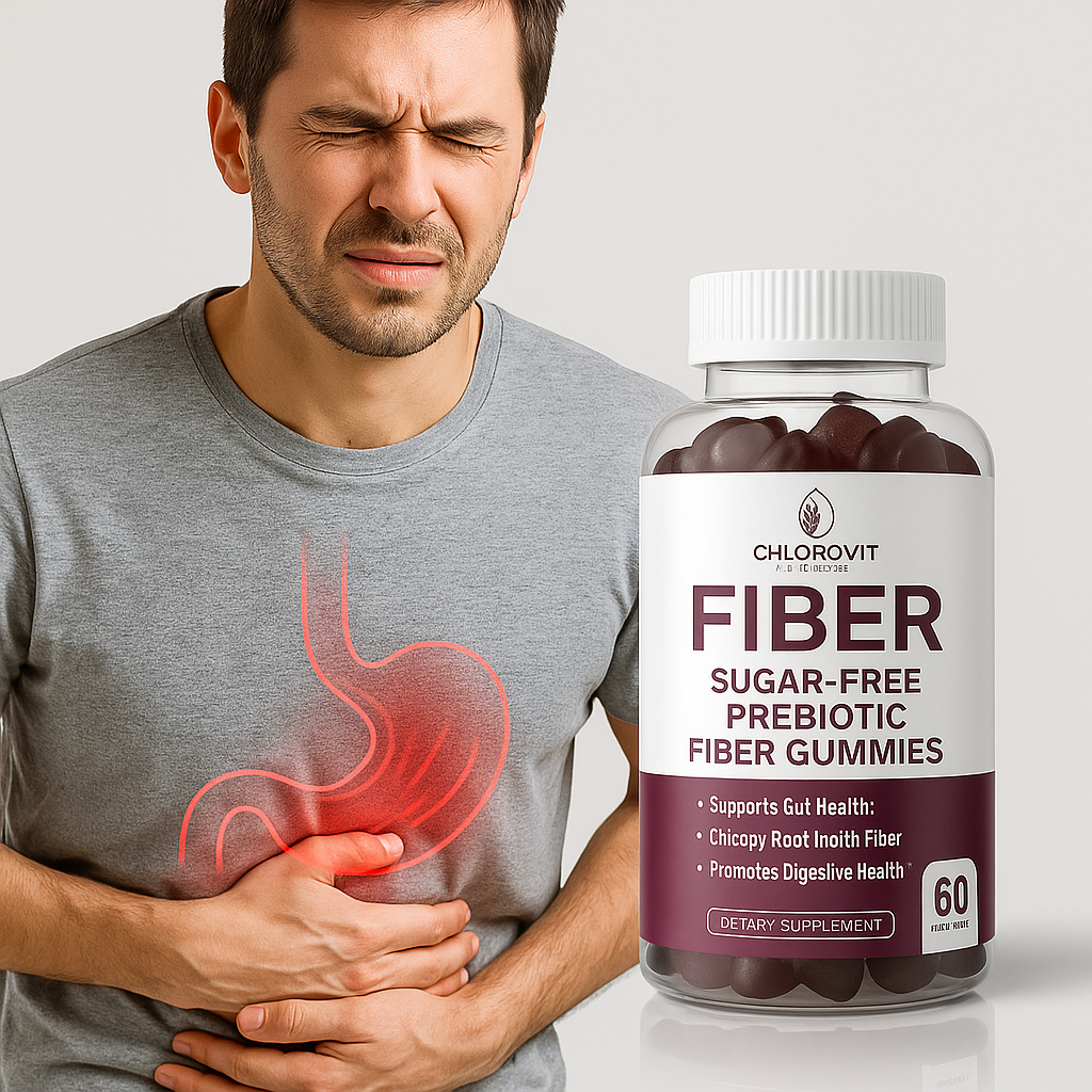Chlorovit Sugar-Free Prebiotic Fiber Gummies: Gut Health Support – علكات الألياف البريبايوتيك الخالية من السكر من كلوروفيت: دعم صحة الهضم