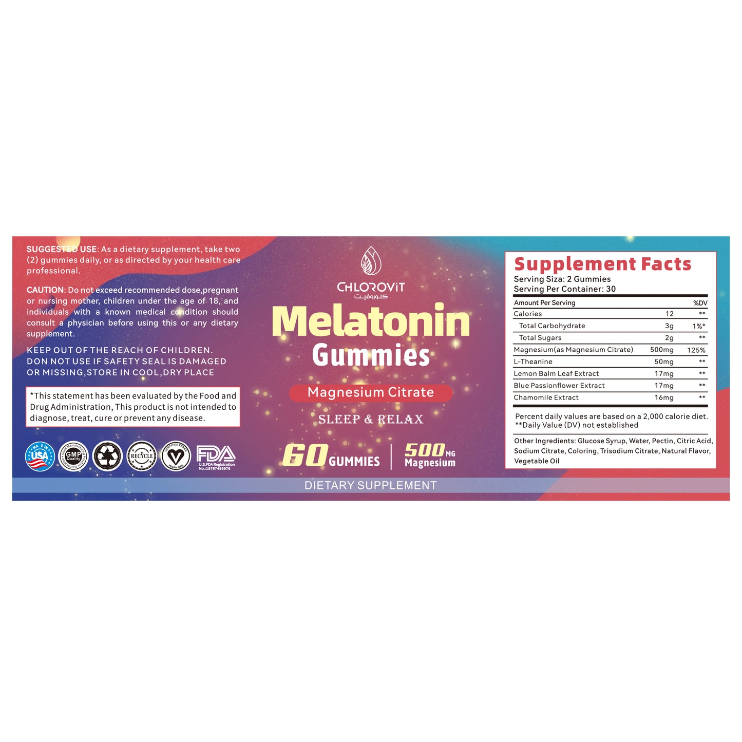 Melatonin Gummies – دعم النوم والاسترخاء مع المغنيسيوم | 60 علكة