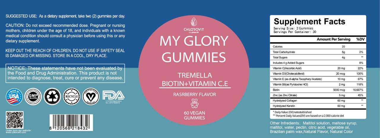 علكات ماي جلوري من Chlorovit (كلوروفيت): دعم الجمال والإشراقة — Chlorovit My Glory Gummies: Beauty Radiance Support