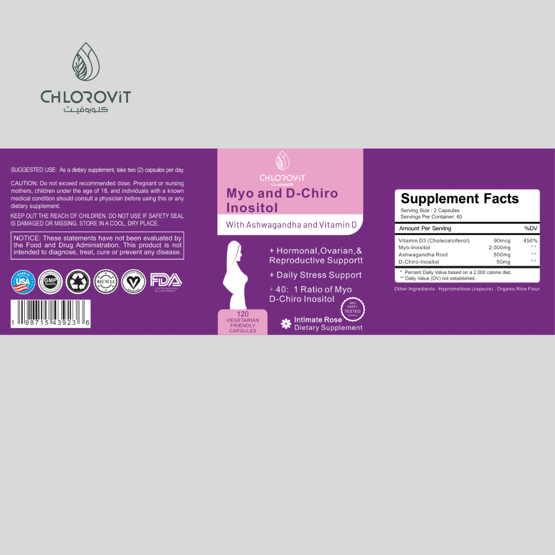 Myo & D-Chiro Inositol: مكمل غذائي لدعم التوازن الهرموني وصحة الخصوبة - 60 كبسولة