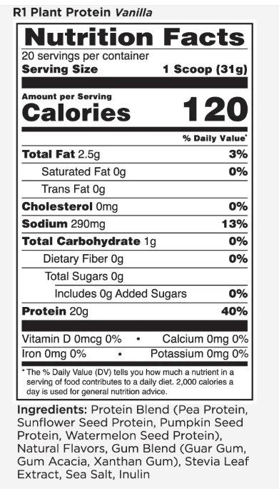 Rule1 Plant Protein - 100% Plant-Based Protein 1.48 LBS (670 G) | رول ون بلانت بروتين - 100% بروتين نباتي