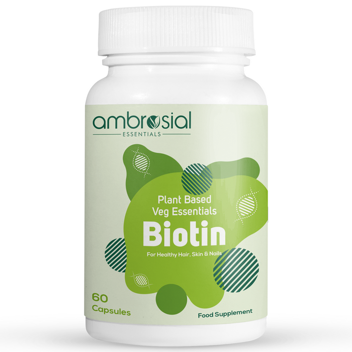 60 Tablets Biotin Hair Supplements | مكمل بيوتين لنمو الشعر 2500 ميكروغرام - 60 حبة | دعم نمو الشعر والبشرة والأظافر | نباتي 100% وطبيعي | من أمبروسيال