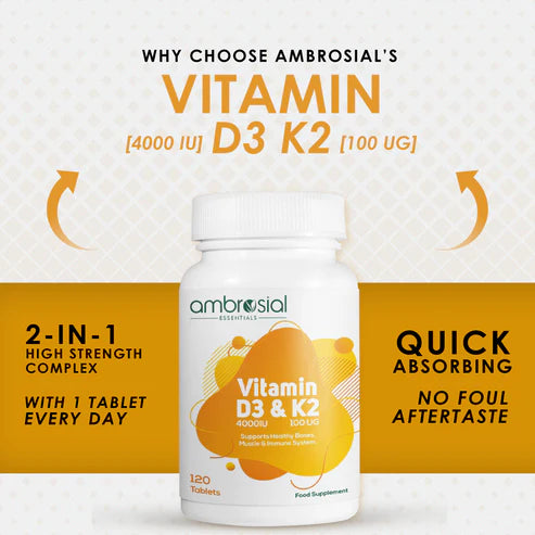 فيتامين D3 + K2 من أمبروزيل – Ambrosial Vitamin D3 & K2 4000IU + 100µg