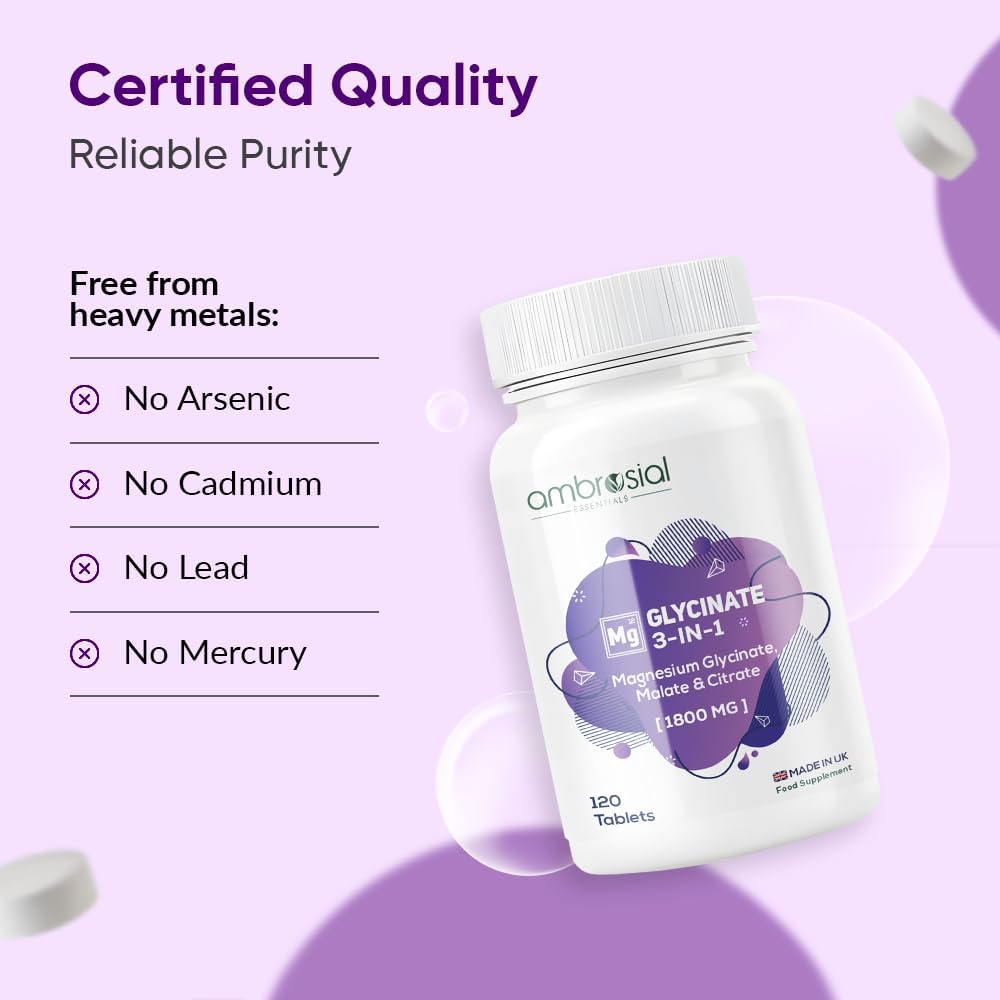 مغنيسيوم غليسينات 3 في 1 من أمبروزيل – Ambrosial Magnesium Glycinate 3-in-1 Complex [1800 mg]