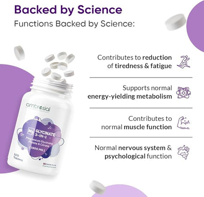 مغنيسيوم غليسينات 3 في 1 من أمبروزيل – Ambrosial Magnesium Glycinate 3-in-1 Complex [1800 mg]