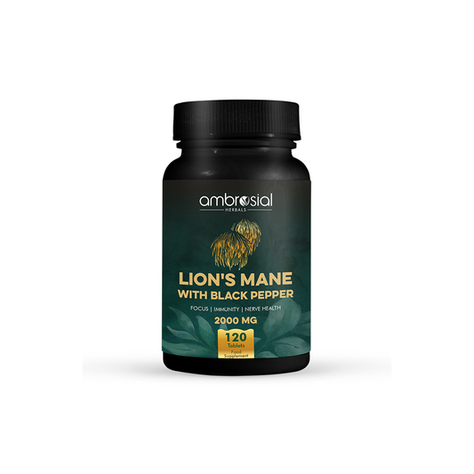 Ambrosial Lion’s Mane 500mg – بدة الأسد لدعم الدماغ والتركيز والوظائف الإدراكية