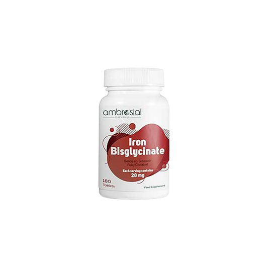 Ambrosial Iron Bisglycinate 28mg – حديد بيسغليسينات دعم الدم والطاقة بدون إمساك