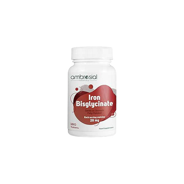 Ambrosial Iron Bisglycinate 28mg – حديد بيسغليسينات دعم الدم والطاقة بدون إمساك