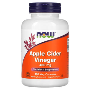 Now Apple Cider, 180 Veggie Capsules, 450 mg, Weight Management, Digestive Health | خل التفاح الطبيعي لدعم الصحة الشاملة (180 كبسولة نباتية × 450 ملغ)