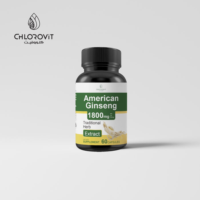 American Ginseng - مكمل غذائي لدعم الطاقة الطبيعية، التركيز، وصحة المناعة | 60 كبسولة | American Ginseng Supplement for Natural Energy, Focus & Immune Support – 60 Capsules