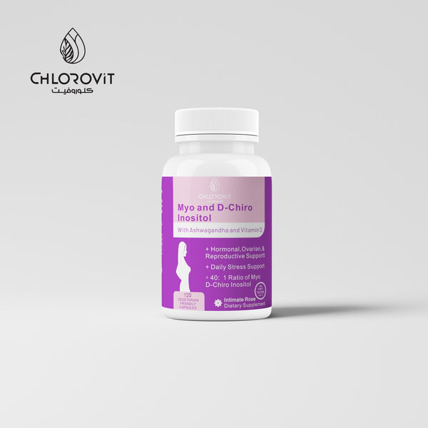 Myo & D-Chiro Inositol - مكمل غذائي لدعم التوازن الهرموني وصحة الخصوبة | 60 كبسولة | تركيبة متقدمة لتحسين انتظام الدورة، تعزيز صحة المبايض، ودعم التمثيل الغذائي للنساء