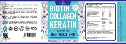 Chlorovit Biotin + Collagen + Keratin Gummies: Hair, Skin & Nail Beauty Support – علكات بيوتين + كولاجين + كيراتين من كلوروفيت: دعم جمال الشعر والبشرة والأظافر