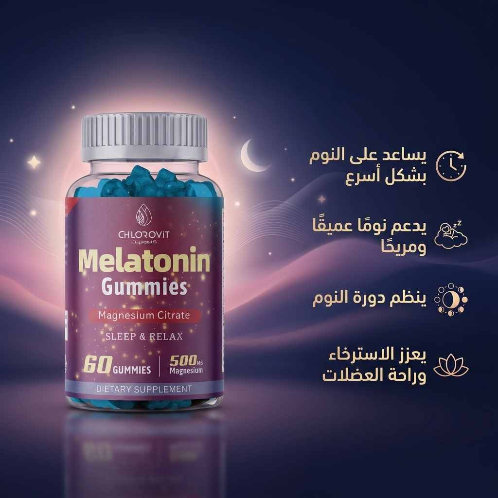 Melatonin Gummies – دعم النوم والاسترخاء مع المغنيسيوم | 60 علكة