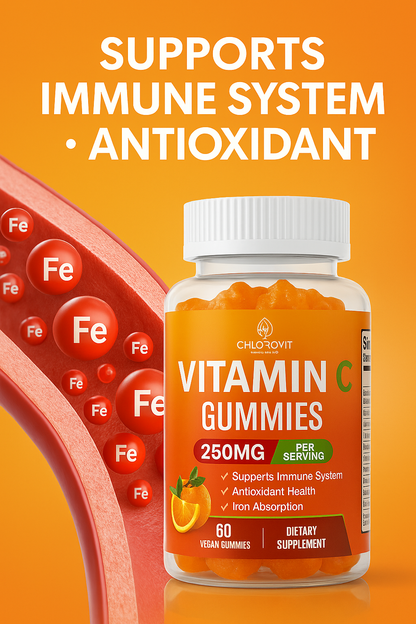 علكات فيتامين C من Chlorovit (كلوروفيت): نكهة برتقال طبيعية — Chlorovit Vitamin C Gummies: Natural Orange Flavor